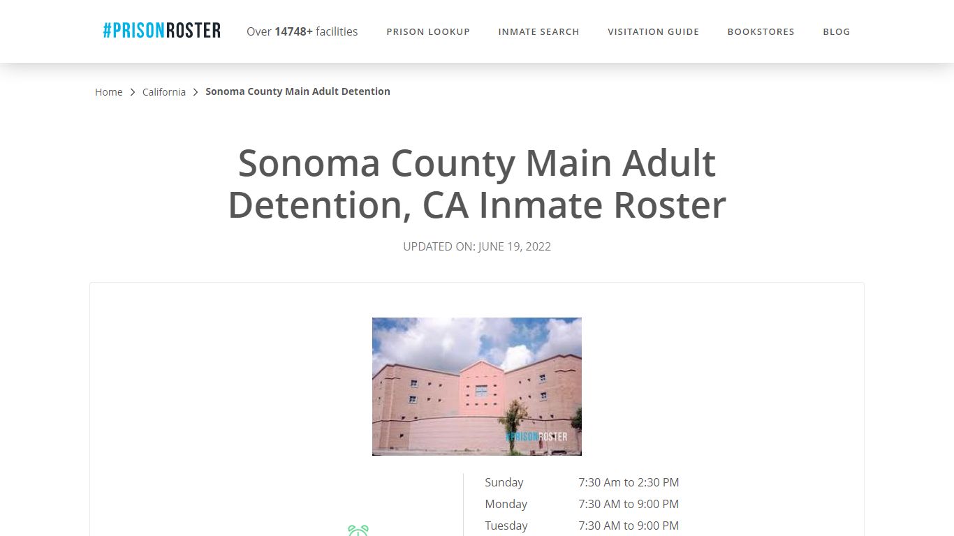 Sonoma County Main Adult Detention, CA Inmate Roster
