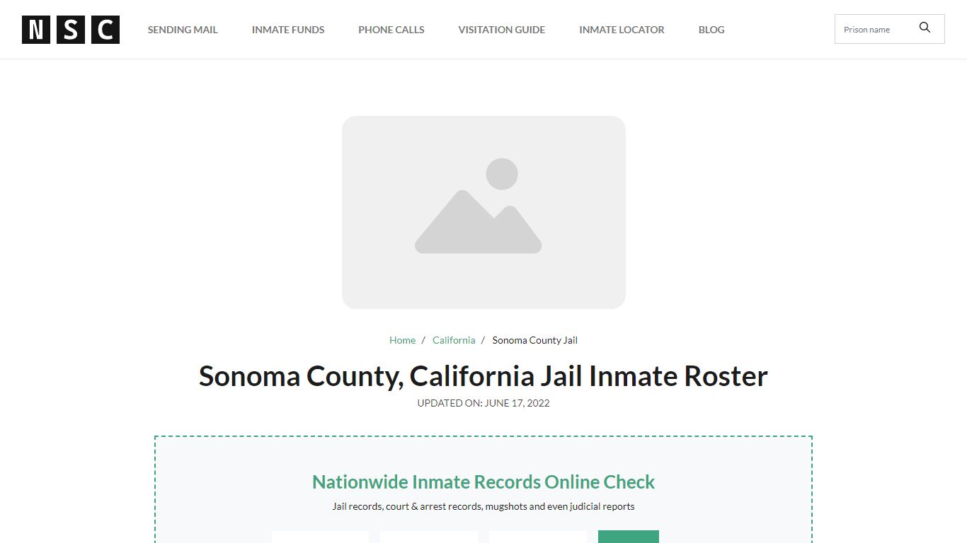 Sonoma County, California Jail Inmate List